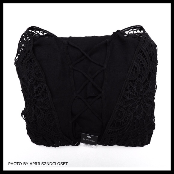 TOPSHOP BLACK BOHO TUNIC COVERUP MINI DRESS A3C - Picture 6 of 8